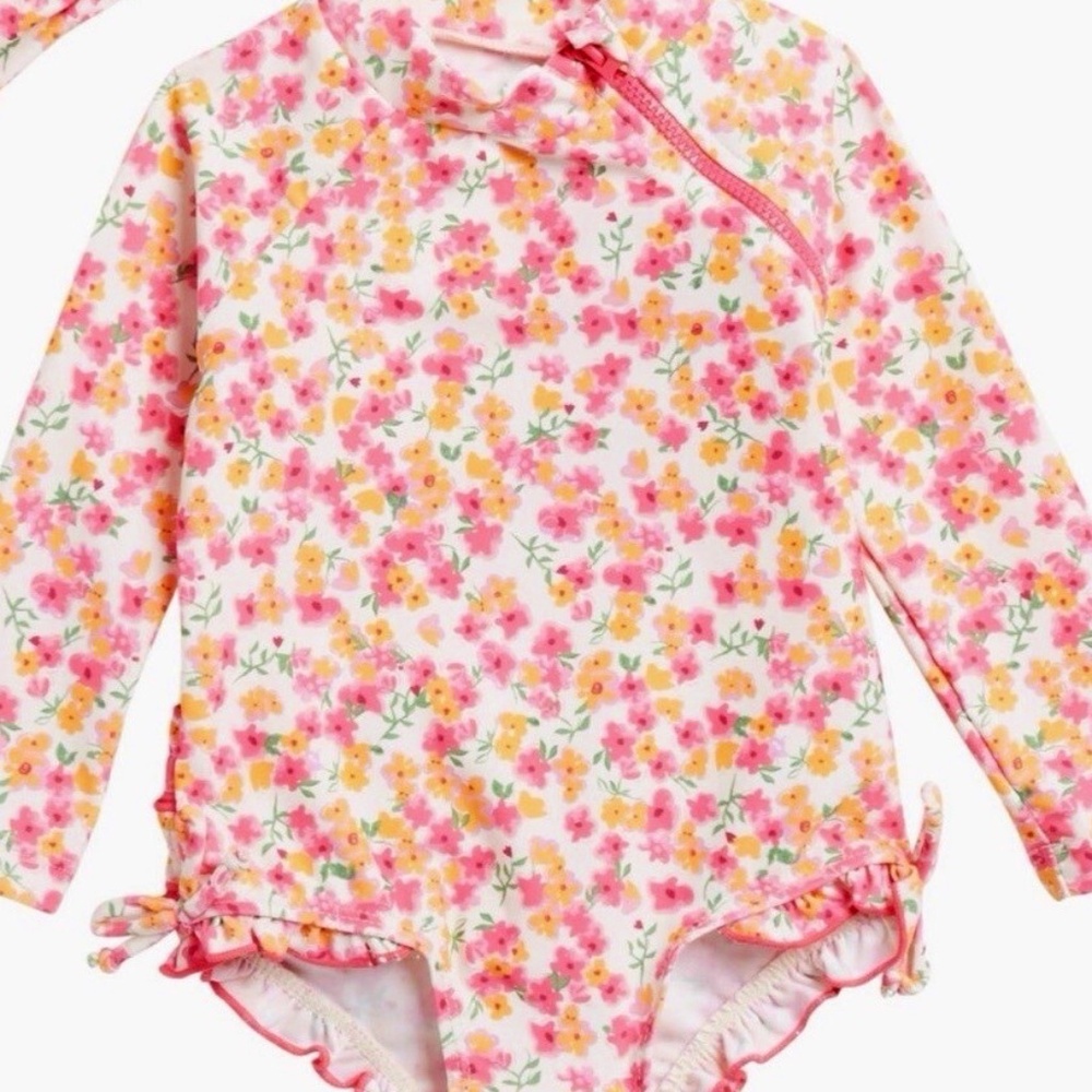 NWT Jessica Simpson One-Piece Rashguard Swimsuit - size 12 M